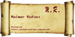 Malmer Rufusz névjegykártya
